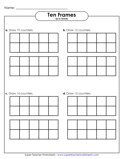 Double Ten Frames - Double Ten-Frame Drawing (Up to 20) (Printable PDF Worksheet)