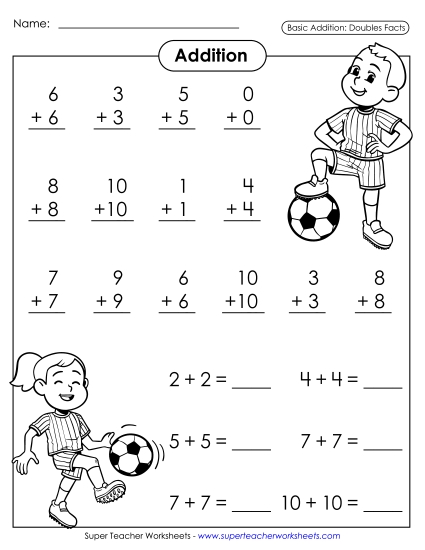 Practice Worksheets - Doubles Drill Worksheet: Soccer (Printable PDF Worksheet)