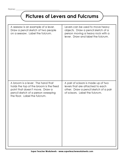 Drawing Levers and Fulcrums (Printable PDF Worksheet)