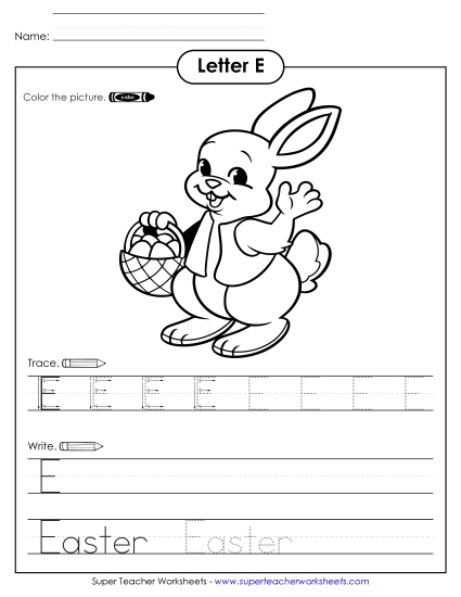 Alphabet Letters - E is for Easter (Printable PDF Worksheet)