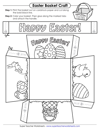 Easter Crafts - Easter Basket Craft (Printable PDF Worksheet)
