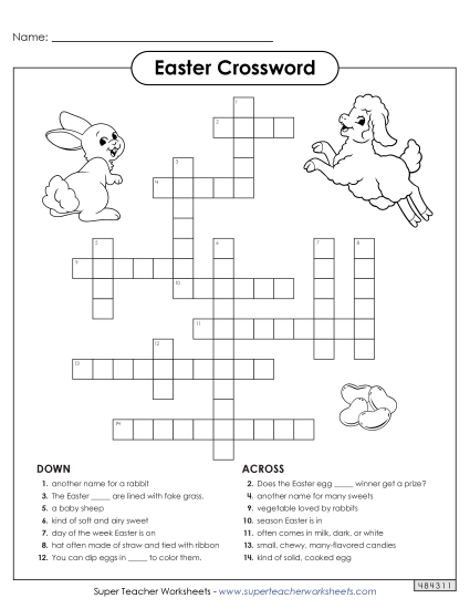 Easter Word Puzzles - Easter Crossword (Printable PDF Worksheet)