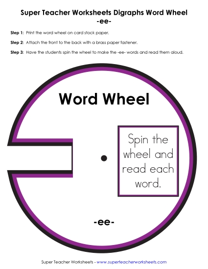 Vowel Digraphs - EE -&nbsp; Word Wheel (Printable PDF Worksheet)