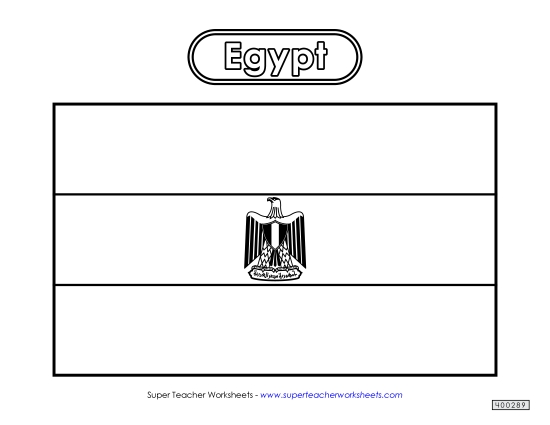 Flag - Egyptian Flag (Black & White) (Printable PDF Worksheet)