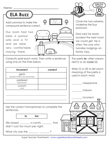 ELA Buzz: Week 10 Worksheets 46 through 50 (Printable PDF Worksheet)