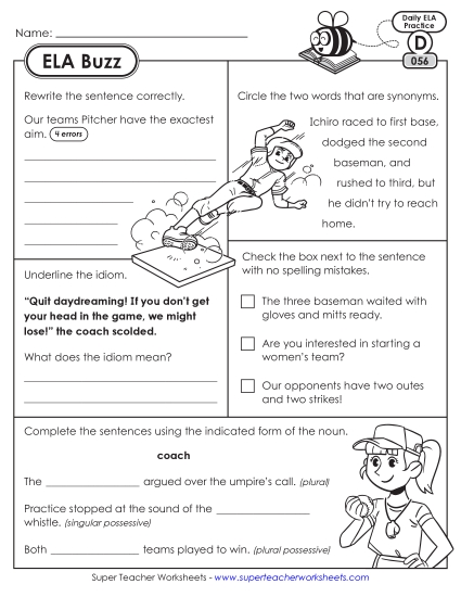 ELA Buzz: Week 12 Worksheets 56 through 60 (Printable PDF Worksheet)