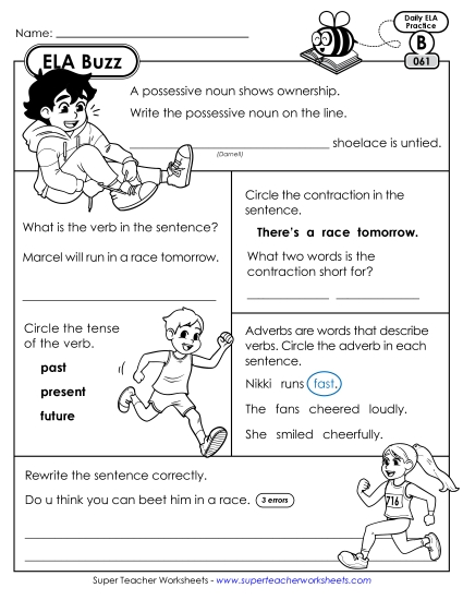 ELA Buzz: Week 13 Worksheets 61 through 65 (Printable PDF Worksheet)