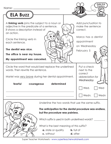ELA Buzz: Week 14 Worksheets 66 through 70 (Printable PDF Worksheet)