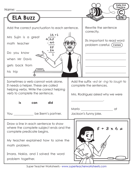 ELA Buzz: Week 16 Worksheets 76 through 80 (Printable PDF Worksheet)