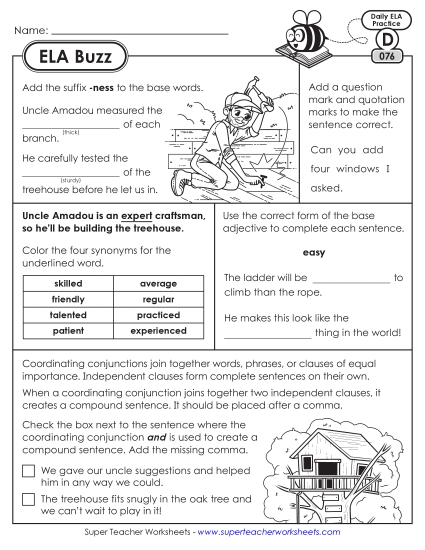 ELA Buzz: Week 16 Worksheets 76 through 80 (Printable PDF Worksheet)