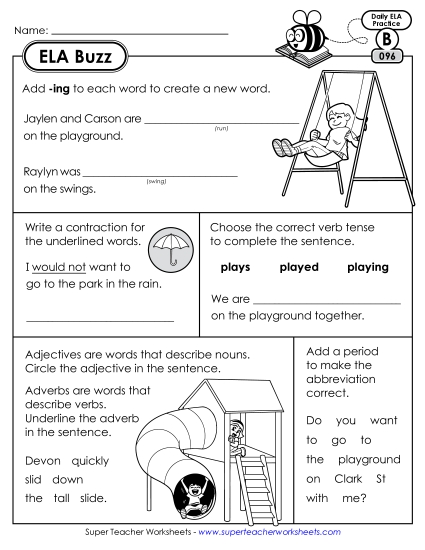 ELA Buzz: Week 20 Worksheets 96 through 100 (Printable PDF Worksheet)