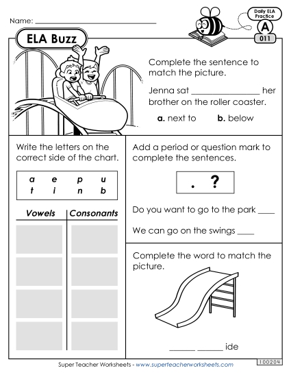 ELA Buzz: Week 3 Worksheets 11 through 15 (Printable PDF Worksheet)