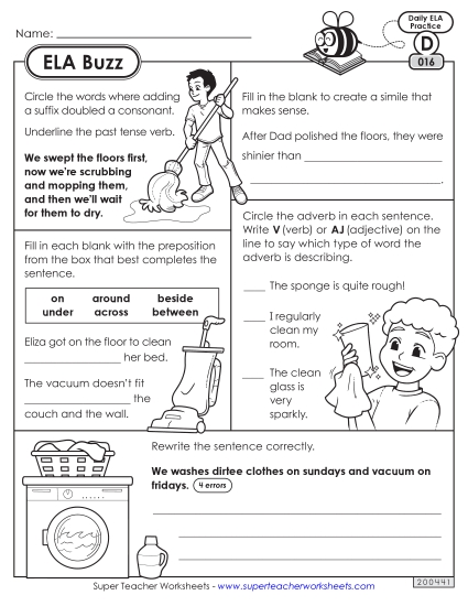 ELA Buzz: Week 4 Worksheets 16 through 20 (Printable PDF Worksheet)