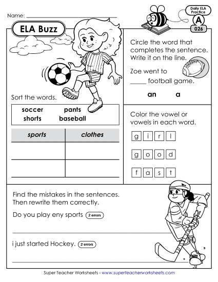 ELA Buzz: Week 6 Worksheets 26 through 30 (Printable PDF Worksheet)