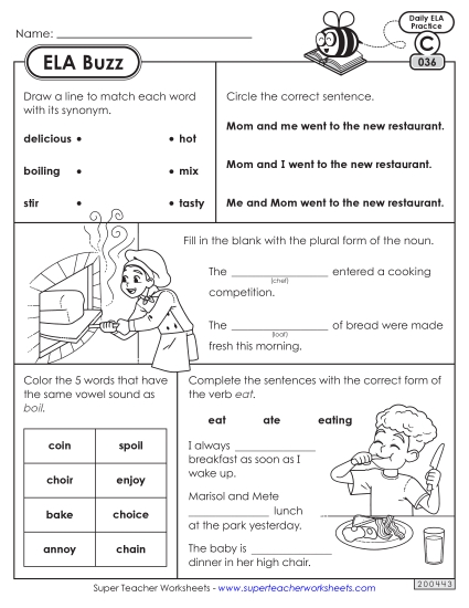 ELA Buzz: Week 8 Worksheets 36 through 40 (Printable PDF Worksheet)