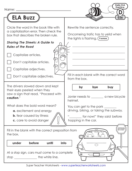 ELA Buzz: Week 8 Worksheets 36 through 40 (Printable PDF Worksheet)