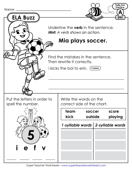 ELA Buzz: Week 9 Worksheets 41 through 45 (Printable PDF Worksheet)