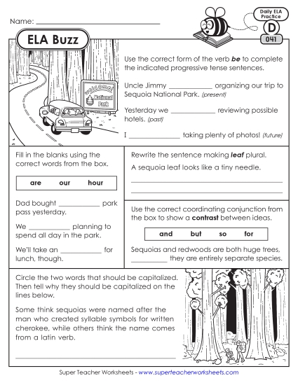 ELA Buzz: Week 9 Worksheets 41 through 45 (Printable PDF Worksheet)