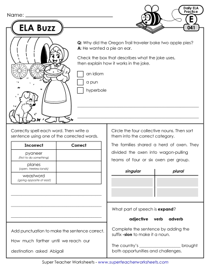 ELA Buzz: Week 9 Worksheets 41 through 45 (Printable PDF Worksheet)