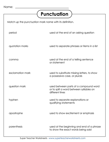 Periods, Question Marks, Exclamation Points - End Punctuation Identification 2 (Printable PDF Worksheet)