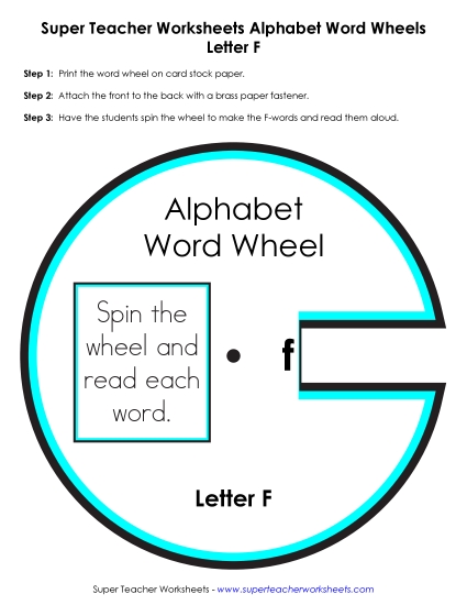 Word Wheel - F -&nbsp; Word Wheel (Printable PDF Worksheet)