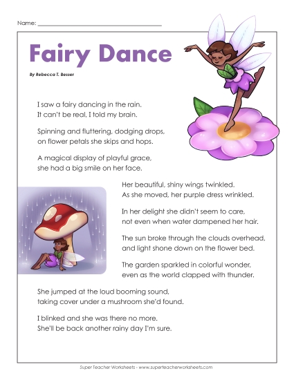 Poems - Fairy Dance (Poem) (Printable PDF Worksheet)