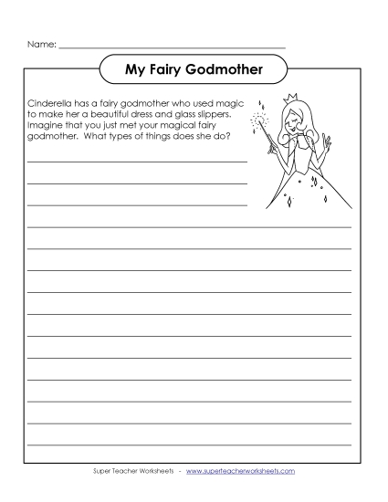 Fairy Tale Writing Prompts - Fairy Godmother (Printable PDF Worksheet)