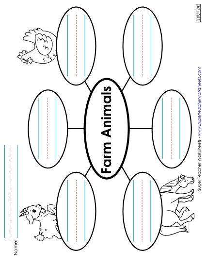 Worksheets and Activities - Farm Animals Word Web (Printable PDF Worksheet)