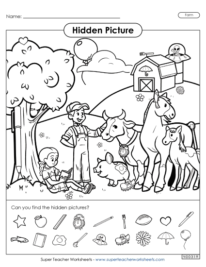 Hidden Pictures - Farm (Printable PDF Worksheet)
