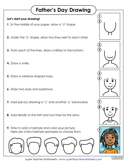 Make Gifts For Fathers - Father's Day Drawing (Printable PDF Worksheet)