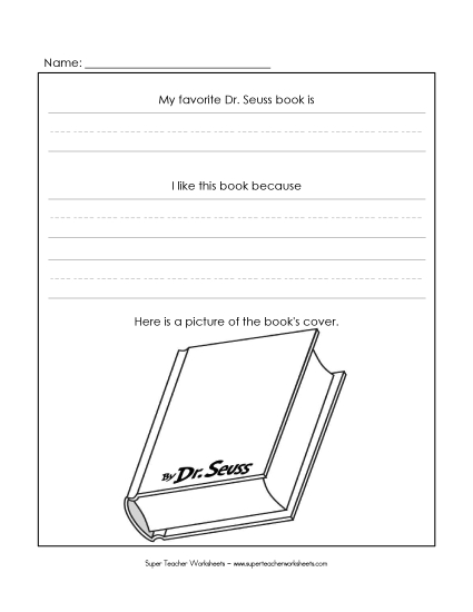 Dr. Seuss Worksheets - Favorite Seuss Book (Primary) (Printable PDF Worksheet)