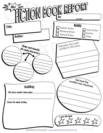 Book Report Posters - Fiction Book Poster (Small) (Printable PDF Worksheet)