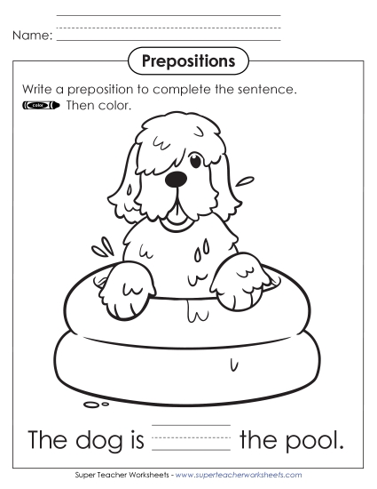 Level: Basic - Fill in the Blank and Color: Dog (Printable PDF Worksheet)