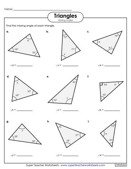 Classifying by Angles: Acute, Obtuse, Right - Find the Missing Angle (Printable PDF Worksheet)