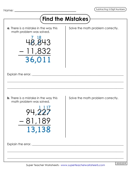 Worksheets - Find the Mistakes (Printable PDF Worksheet)