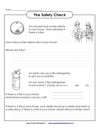 Fire Safety Worksheets - Fire Safety Check (Primary) (Printable PDF Worksheet)