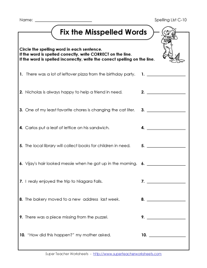 Worksheets - Fix the Mistakes (C-10) (Printable PDF Worksheet)