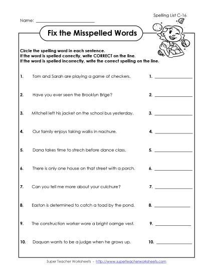 Worksheets - Fix the Mistakes (C-16) (Printable PDF Worksheet)