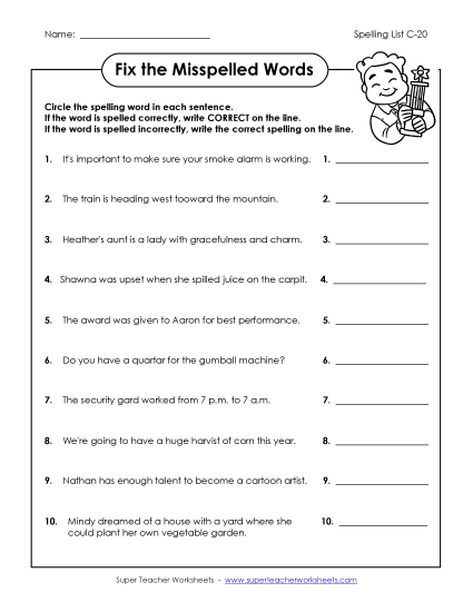 Worksheets - Fix the Mistakes (C-20) (Printable PDF Worksheet)
