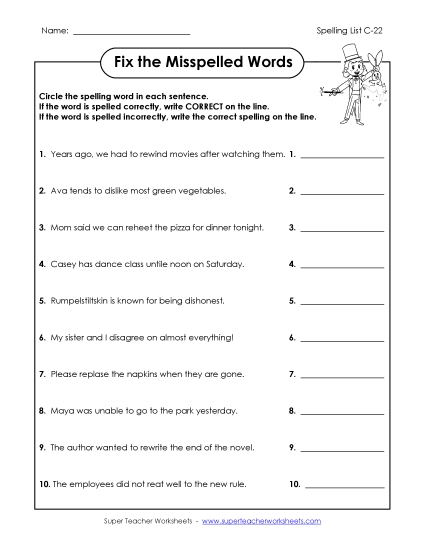 Worksheets - Fix the Mistakes (C-22) (Printable PDF Worksheet)