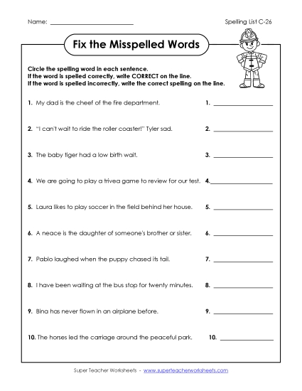 Worksheets - Fix the Mistakes (C-26) (Printable PDF Worksheet)