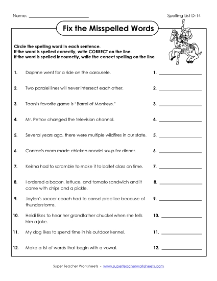 Worksheets - Fix the Mistakes (D-14)  (Printable PDF Worksheet)