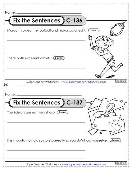 Fix the Sentences C-136 through C-140 (Printable PDF Worksheet)