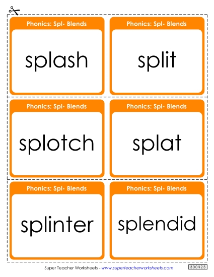 Flashcards, Sliders, and Word Wheels - Flash Cards (Spl- Words) (Printable PDF Worksheet)