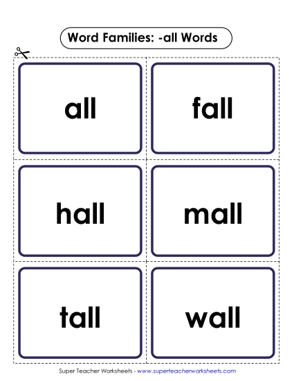 Word Slider, Flashcards, and Word Wheel - Flashcards (-all) (Printable PDF Worksheet)