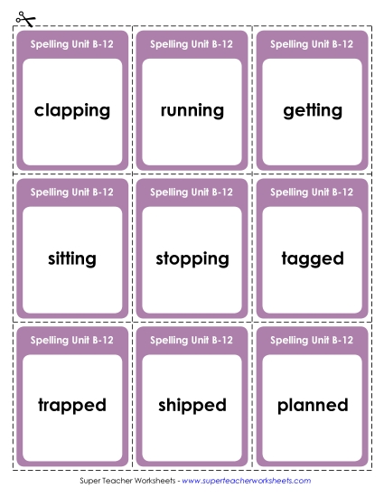 Flashcards, Word Wheel, and Slider - Flashcards (B-12) (Printable PDF Worksheet)