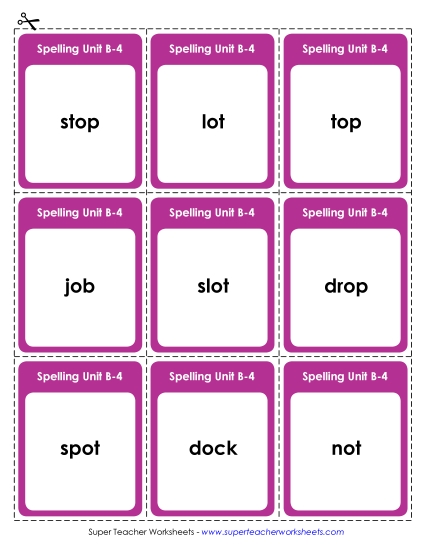 Flashcards, Word Wheel, and Slider - Flashcards (B-4) (Printable PDF Worksheet)
