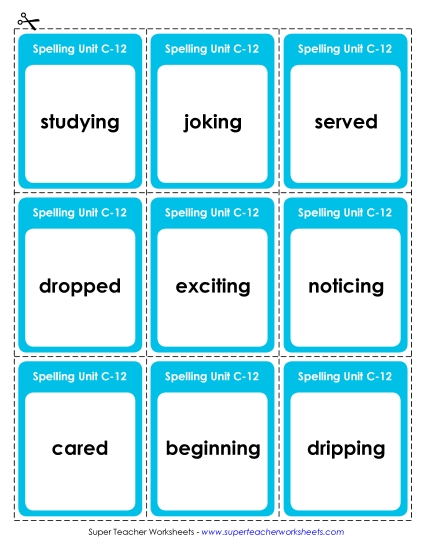 Flashcards and Word Wheel - Flashcards (C-12) (Printable PDF Worksheet)