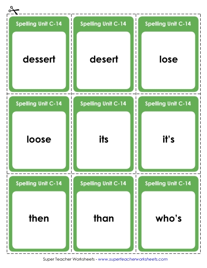 Flashcards and Word Wheel - Flashcards (C-14) (Printable PDF Worksheet)