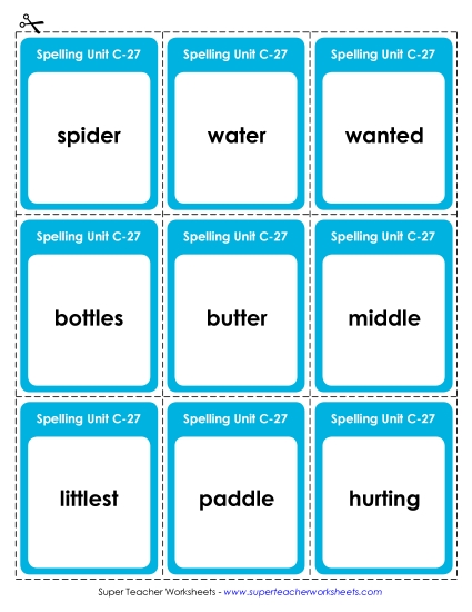 Flashcards and Word Wheel - Flashcards (C-27) (Printable PDF Worksheet)